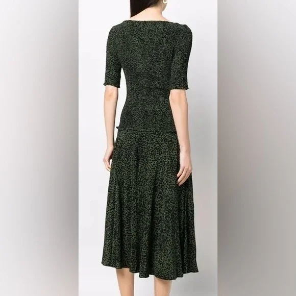 Proenza Schouler Black and Green Midi Dress - Picture 3 of 11